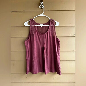 Garnet Hill Tank Top - Organic Cotton, Bohemian, Lace -  Size Medium